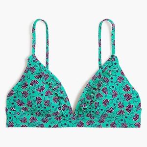 NWOT J. Crew Printed french bikini top with ruffles